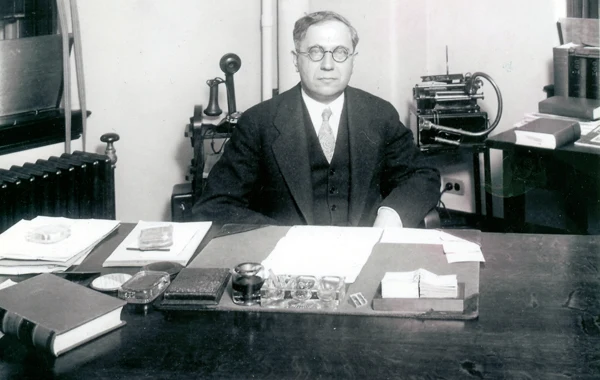 Henri L. Bromberg Sr. at his desk